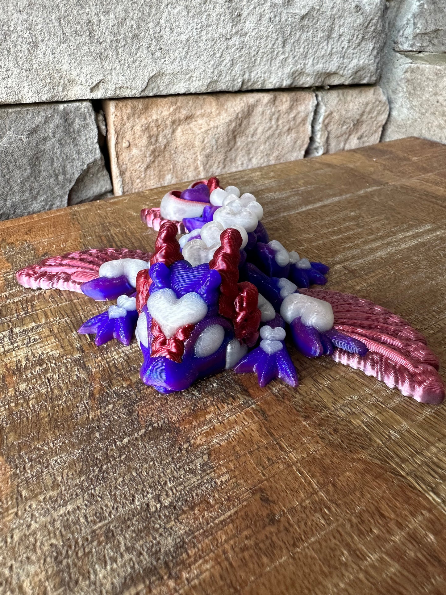 MINI Heart Dragon | Multi Filament | 3D Printed | Articulated Flexible | Custom Fidget Toy | Valentine's Day Gift