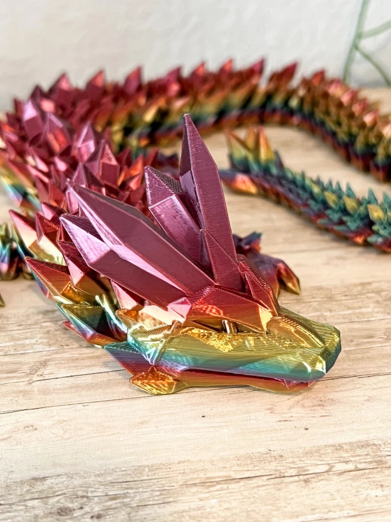  3D Printed Articulated Flexi Crystal Dragon Fidget Toy