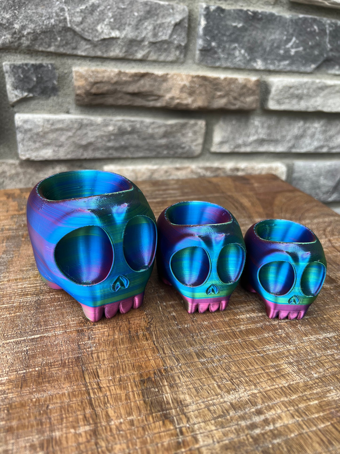 Skull Planter set of 3 | 3d Printed | Halloween pot | Custom Decor