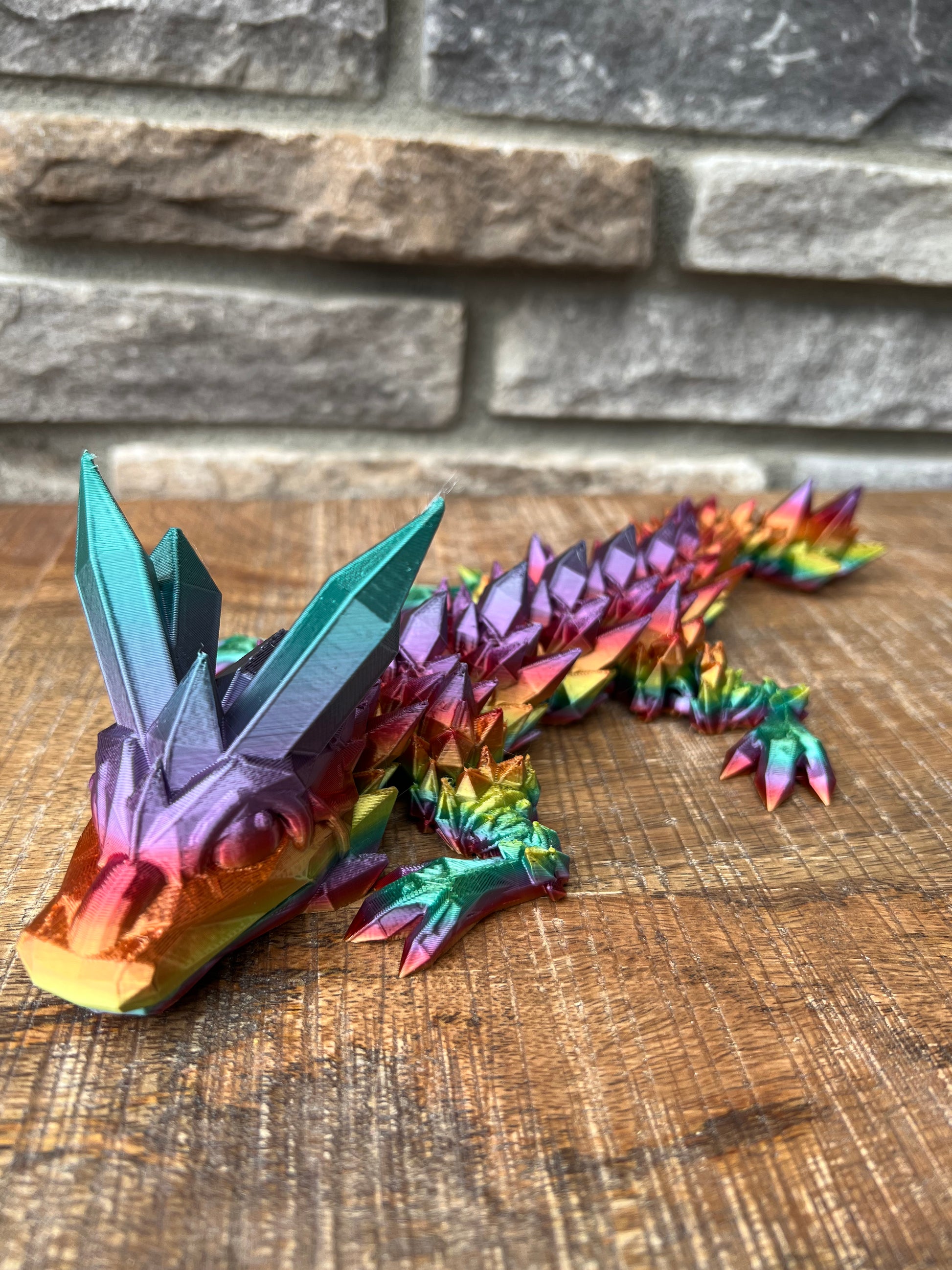 3d Printed Articulated Crystal Dragon Toy (24, Gold/Silver)