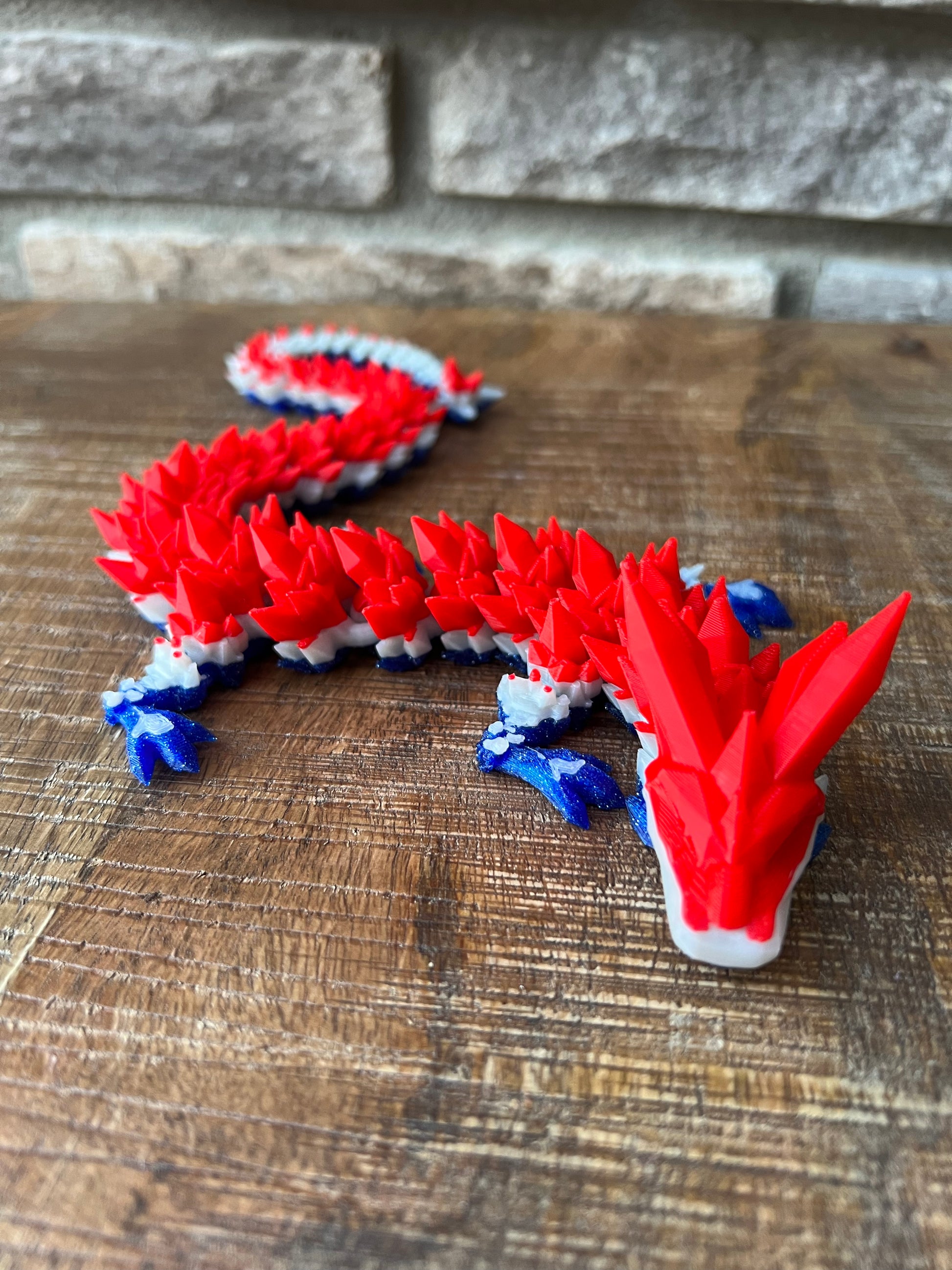 3D Printed Articulated Flexi Crystal Dragon Fidget Toy (Small, Galaxy Gold)