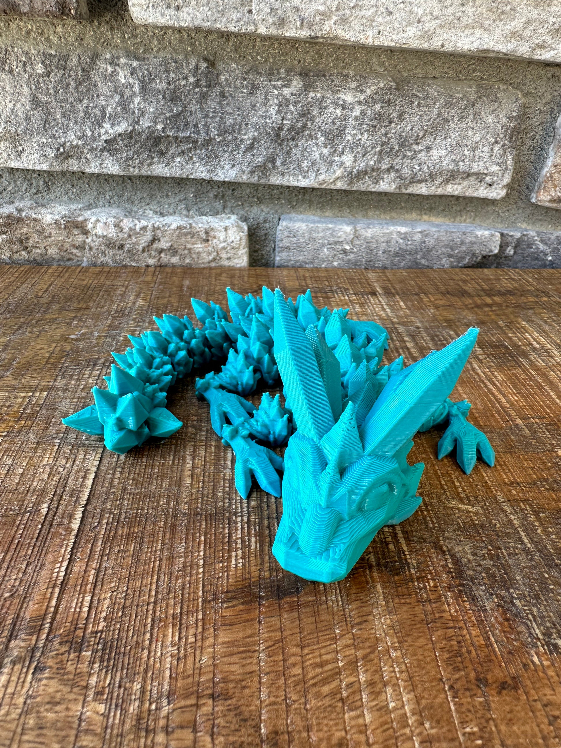 3D Printed Articulated Flexi Crystal Dragon Fidget Toy (Small, Galaxy Gold)