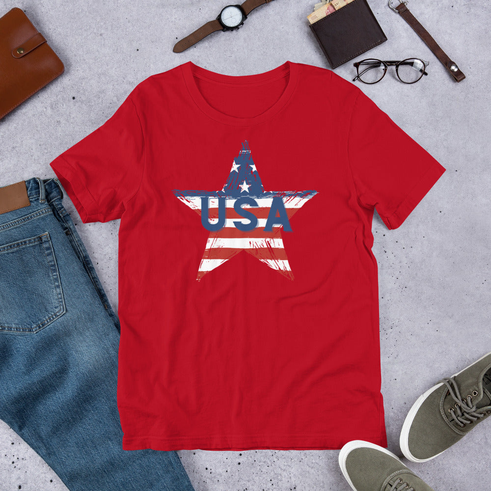 USA Star T-Shirt- Red